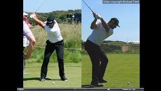 Jon Rahm golf swing  Long Iron faceon amp downtheline July 2017 [upl. by Yuji]