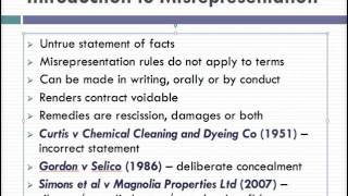 Misrepresentation Lecture 1 of 4 [upl. by Tierney]